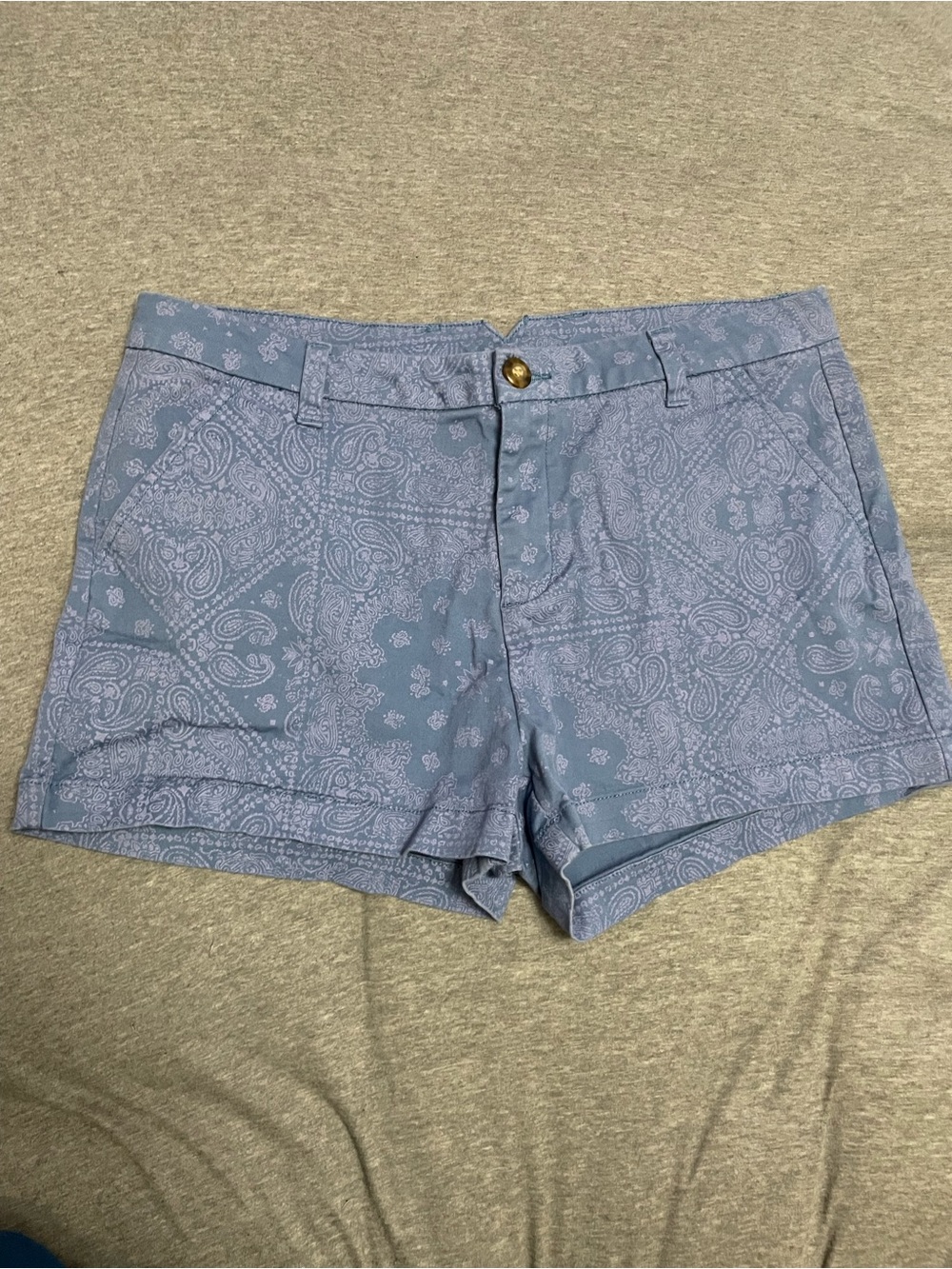 BONGO Light Blue Paisley Cotton Blend Women's Shorts